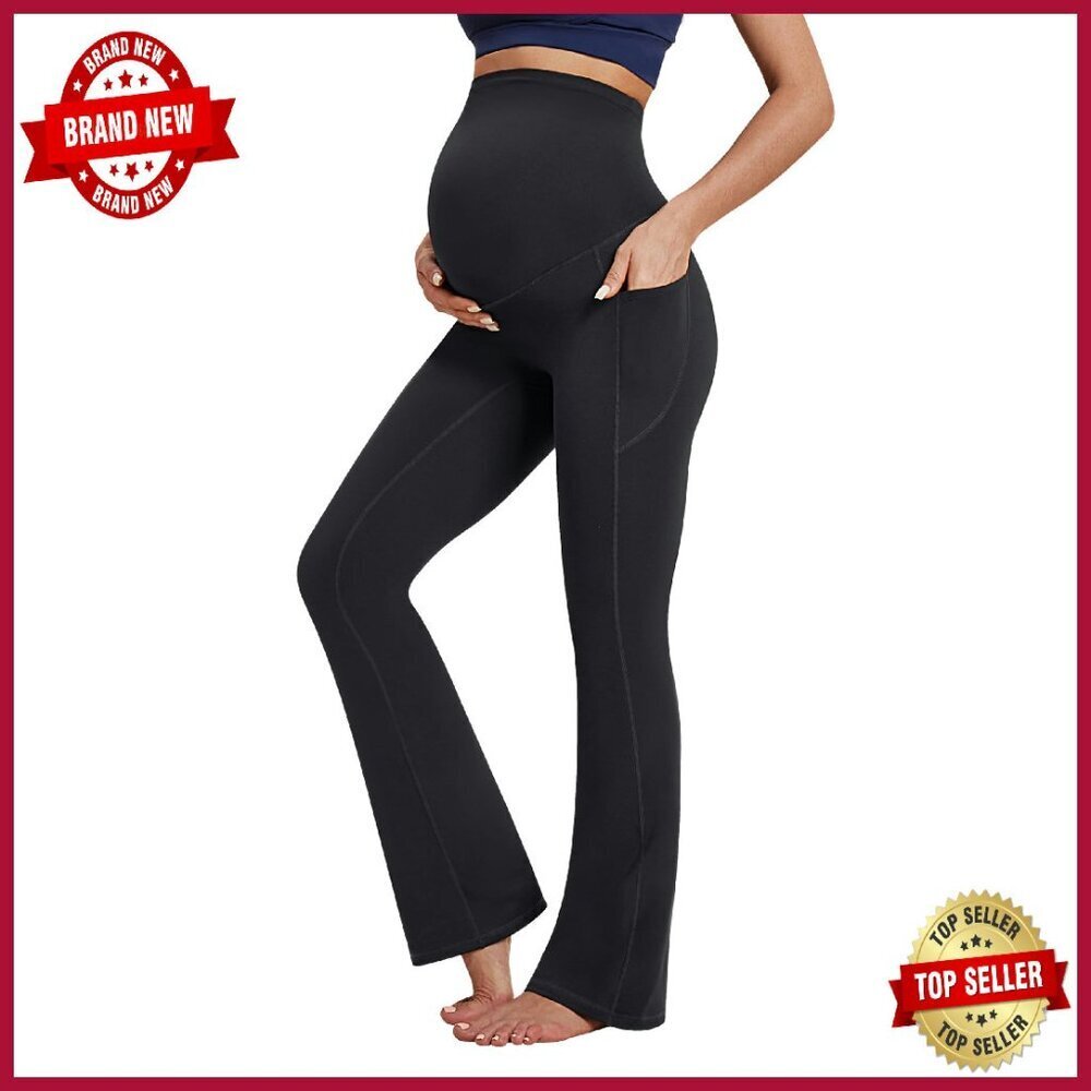 Fleece Lined Maternity Yoga Pants Bootcut Flare Leggings Work Activewear